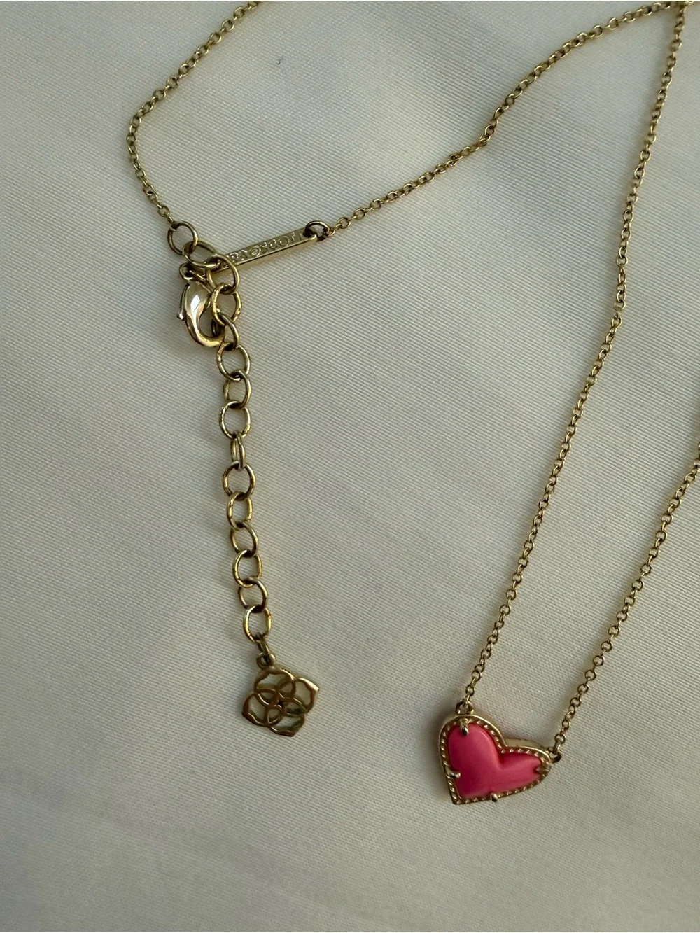 Kendra Scott Heart Necklace Gold Chain Necklace with Pink Heart Pendant